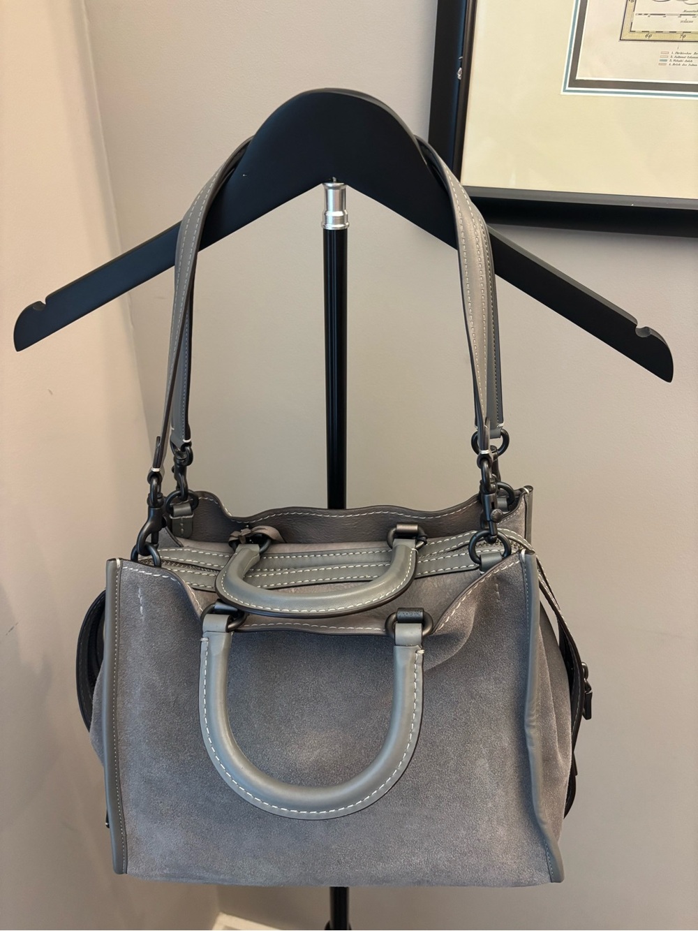 NWT Coach Rouge 31 Heather Gray Suede Leather Satchel Bag with Dust bag - Picture 6 of 10
